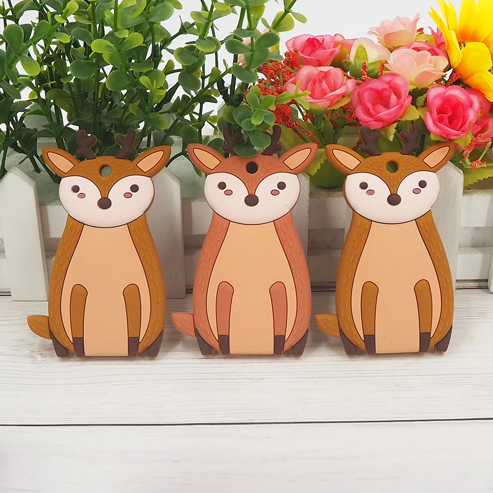 

Chenkai 5 шт. Силиконовые Прорезыватели для зубов в виде оленя, кота, коровы, подвеска «сделай сам», подвеска для ухода за зубами, пустышка-пустышка для прорезывания зубов, ювелирные изделия, игрушка для животных