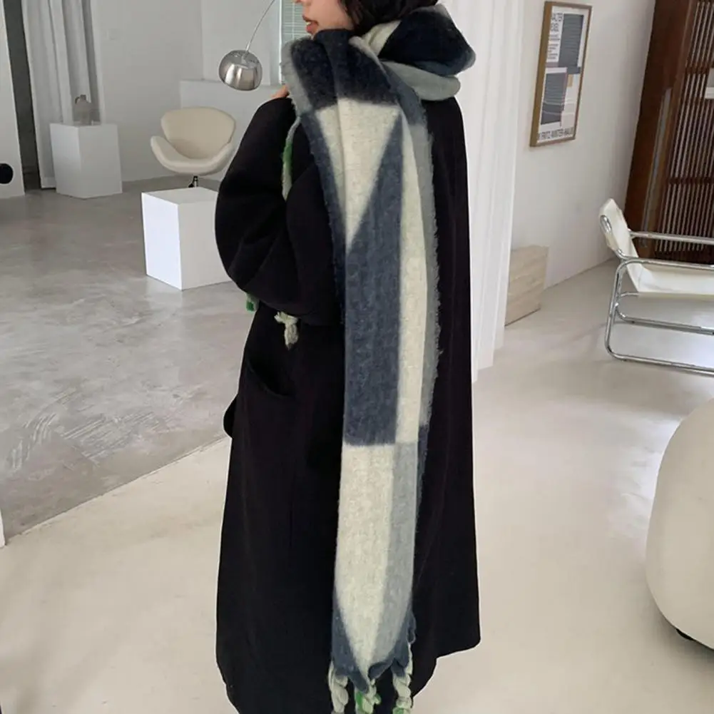 

Милый женский зимний шарф, шаль, шарф для катания на лыжах, шарф для катания на лыжах с кисточками и широкой шеей, защитный шарф для катания н...