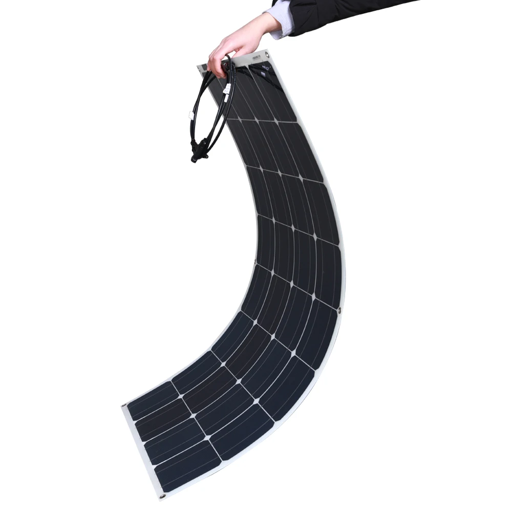 

100W 200W Solar panel Flexible Monocrystalline Cell Solar Plate Kits For 12V 24V RV Camping Boat Marine Car battery
