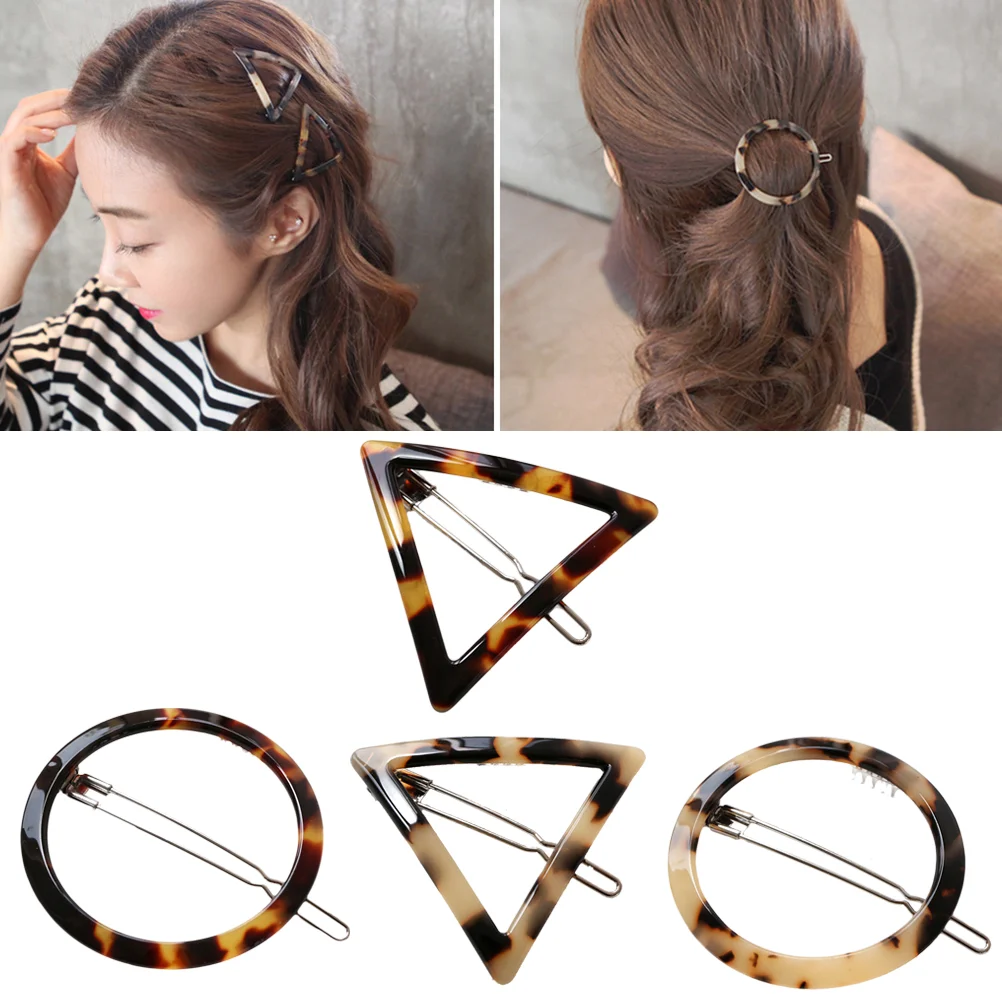 

4 Pcs Hairpins Geometric Bang Clip Hair Claw Clamps Circle Hair Barrettes Hair Accessories