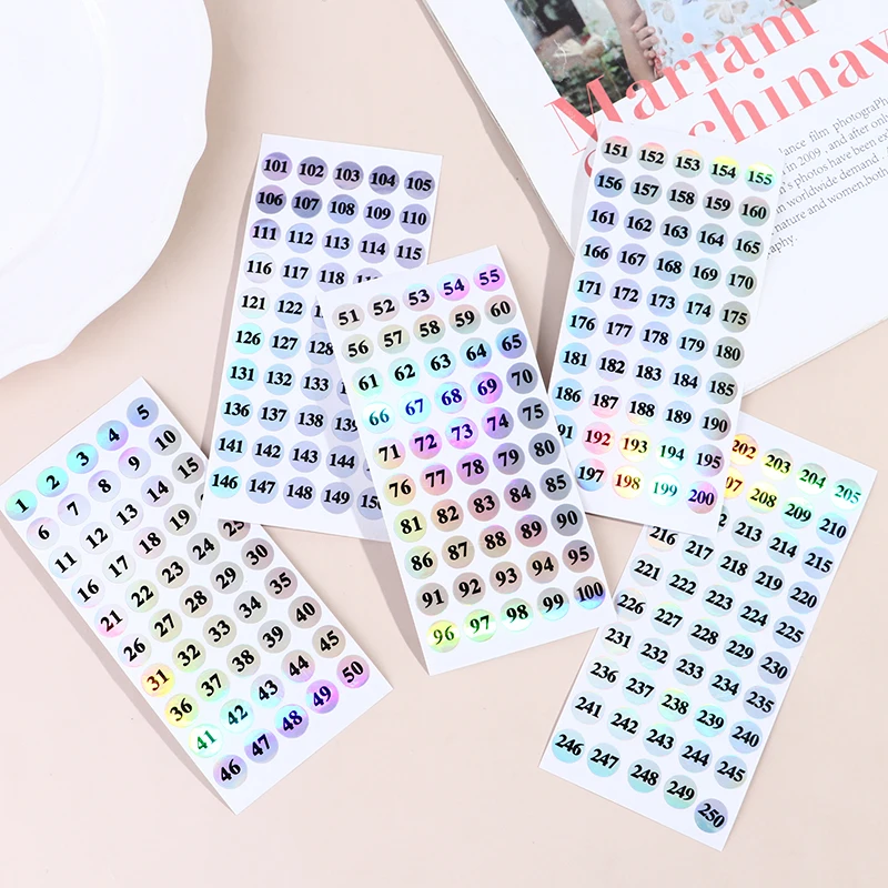 

1-250 Laser Number Label Stickers Nail Polish Lipstick Color Tags Sticker