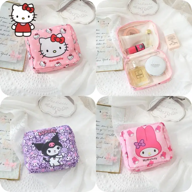 

Kawaii Sanrio Hello Kitty My Melody Small Cosmetic Bag Kuromi Lipstick Makeup Organizer Case Mini Sanitary Napkins Storage Bag