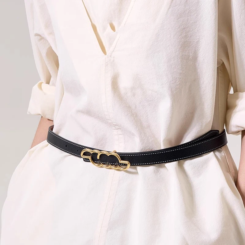 Женский ремень из натуральной кожи двусторонний