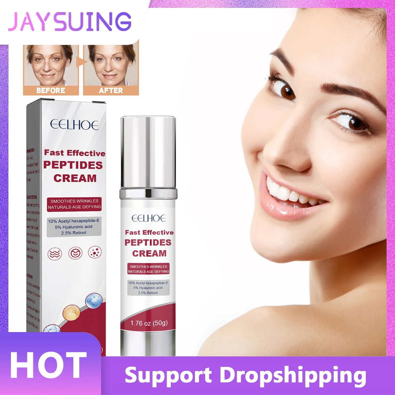 

Retinol Wrinkle Removal Cream Lightening Fine Lines Tightening Moisturizing Brighten Skin Tone Hyaluronic Acid Anti Aging Cream