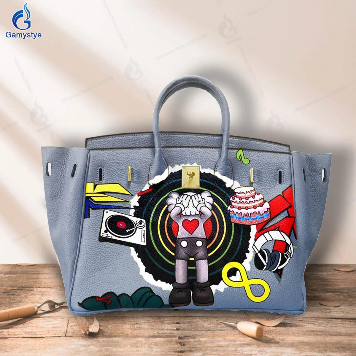 Уличные сумки Artisc с ручным рисунком торта и наушников Дамские кошельки сумочки