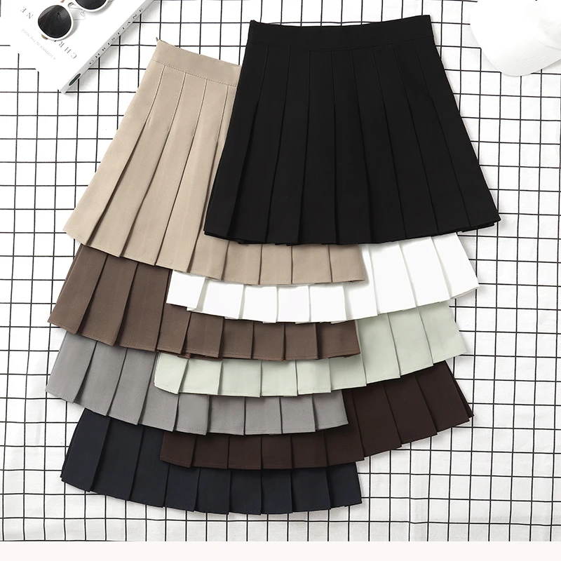 

High-waist pleated skirt for women with a half-length skirt for preventing students from leaving out