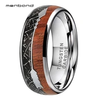 men women tungsten wedding ring with black meteorite and koa wood arrow inlay 8mm comfort fit
