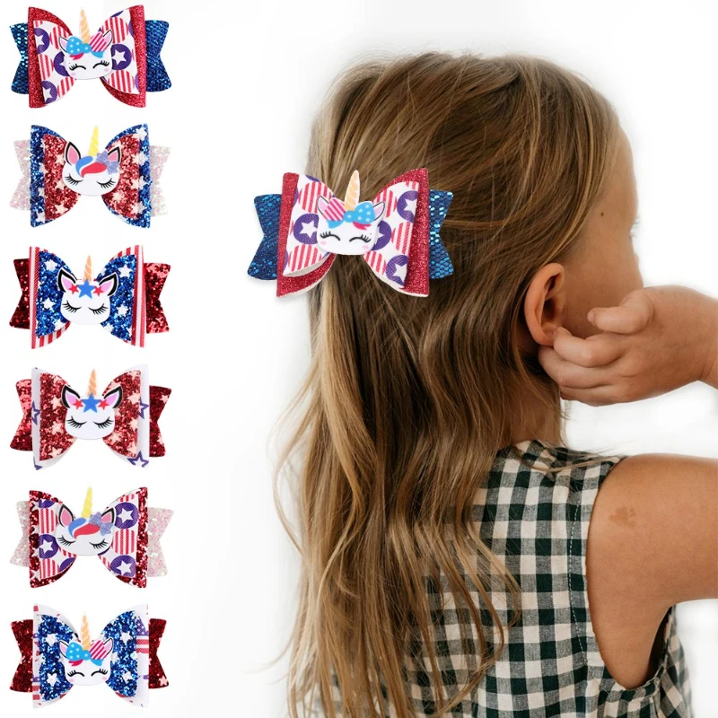 3pcs/set Girls Hair Clips for 4th of July Baby Girls American Flag Hair Pins Independence Day Kids Headwear Hair Accessories New