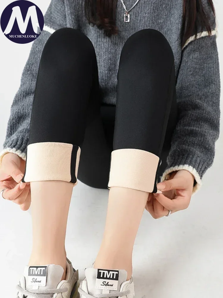 Черные леггинсы с карманами для женщин одежда теплые бархатные осенние