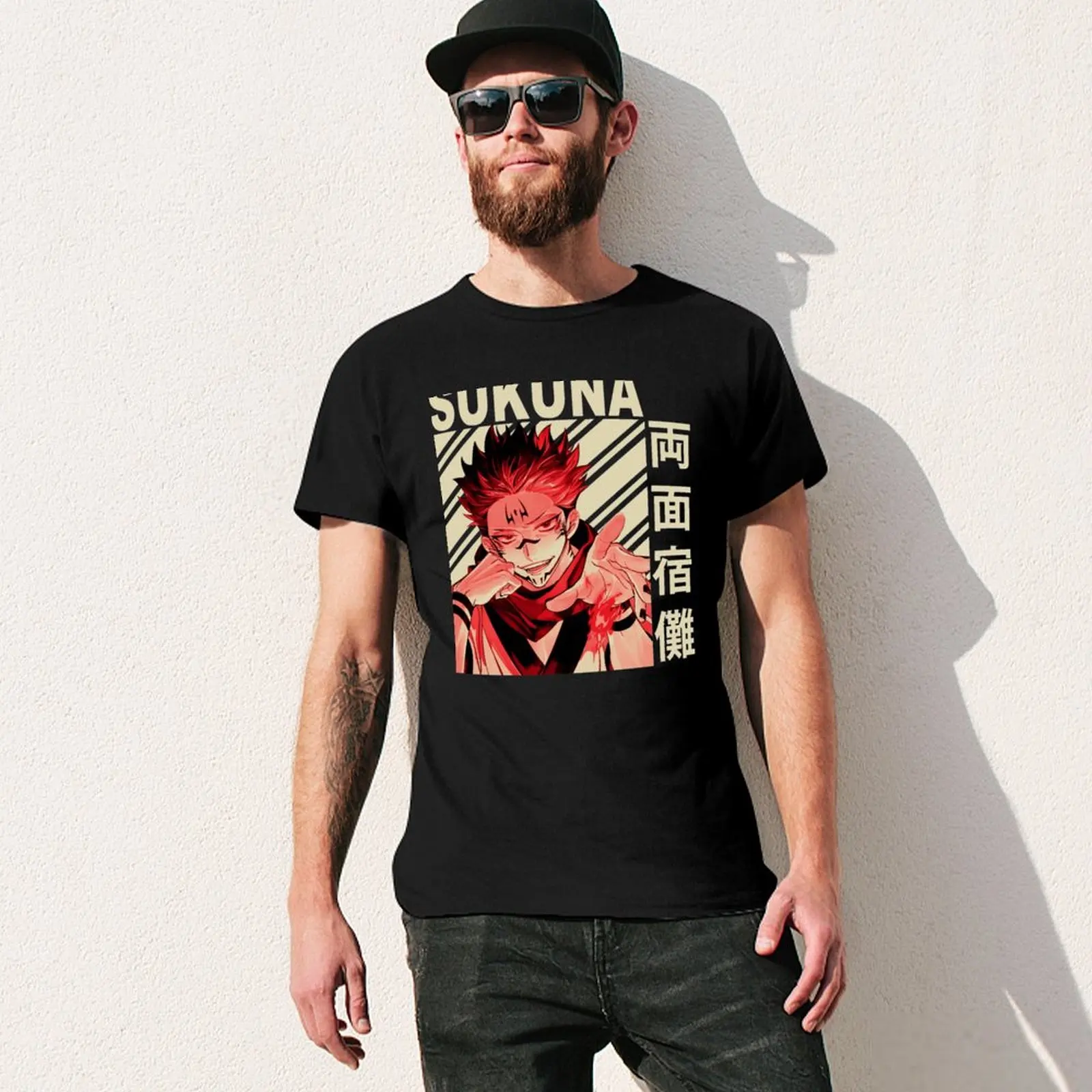 Sukuna-Vintage Art T-Shirt дизайнерские рубашки компрессионная рубашка в стиле аниме для