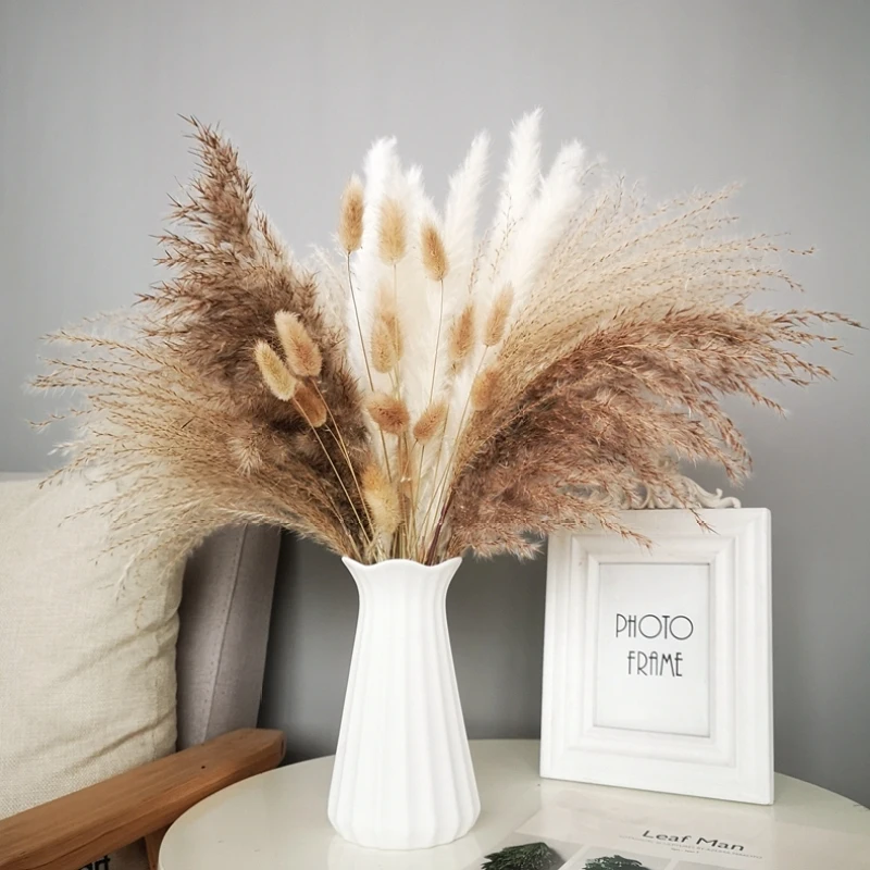 

Natural Flowers Bouquet Arrangement Pampas Grass Palm Dried Wedding Party Decor Christmas Decorations For Living Home Table