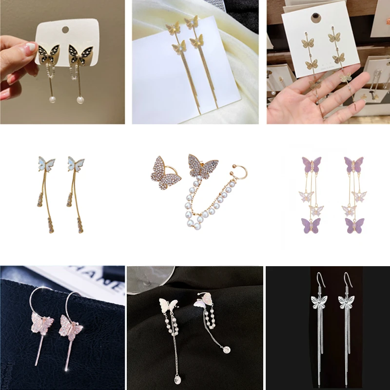 Ретро - асимметричные бабочки похожие на жемчужные серьги Модные круглые цветы