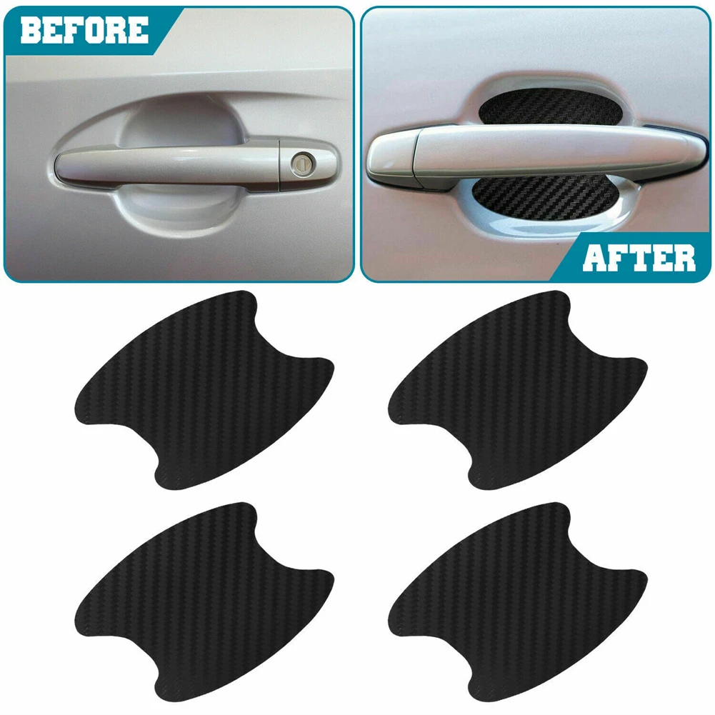 

4x Carbon Fiber Stickers Car Door Handle Anti-Scratch Protector Film Stickers 8.5cm X 6.8cm Fit Exterior Door Handles Accessory