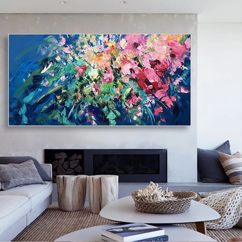 

Knife Abstract Canvas Wall Art Oil Painting Hand Painted Impression Flower Painting Pictures Handmade Wedding Home Decorations