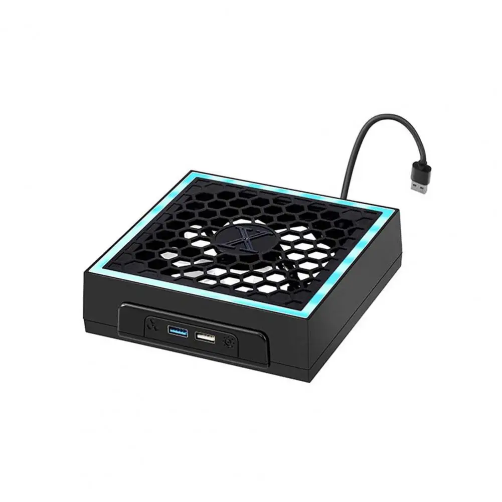 

Cooling Fan Station Practical RGB Colorful Light DC 5V Dazzling Base Cooling Fan 3-speed Adjustment Cooling Fan Station