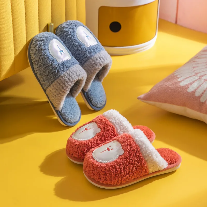 Cotton Slipper Lady 2022 New Lovely Bear Couple Indoor Home Warm Non-Slip Cartoon Soft Plush Students Comfortable Silence Shoes