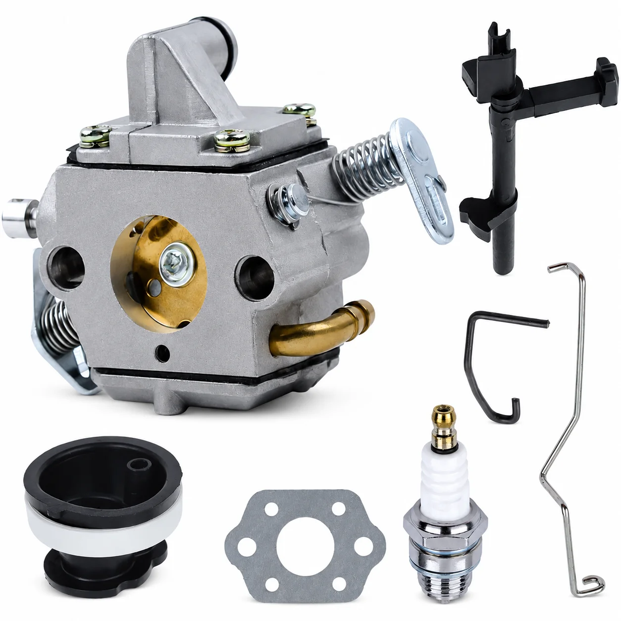 Фото Комплект карбюратора для бензопилы Stihl MS170 MS180 017 018, замена 11301200603 11301821500 ZAMA C1Q-S57 C1Q-S57A C1Q-S57B, свеча зажигания №1