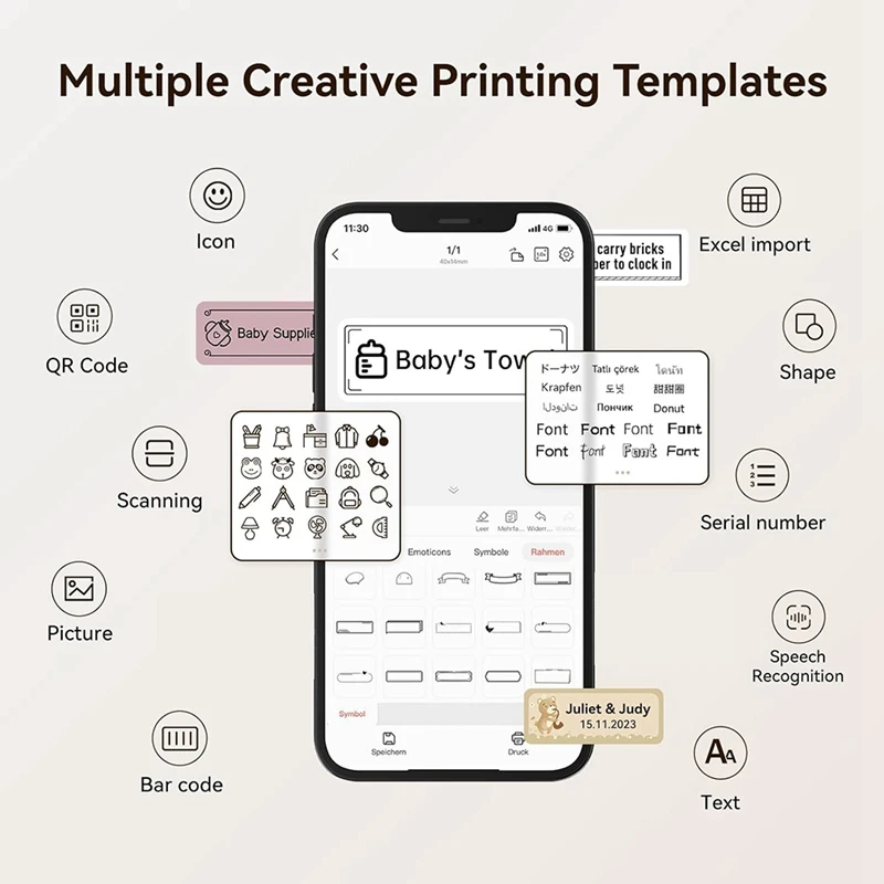 Устройство для изготовления этикеток с лентой портативный Bluetooth термопринтер