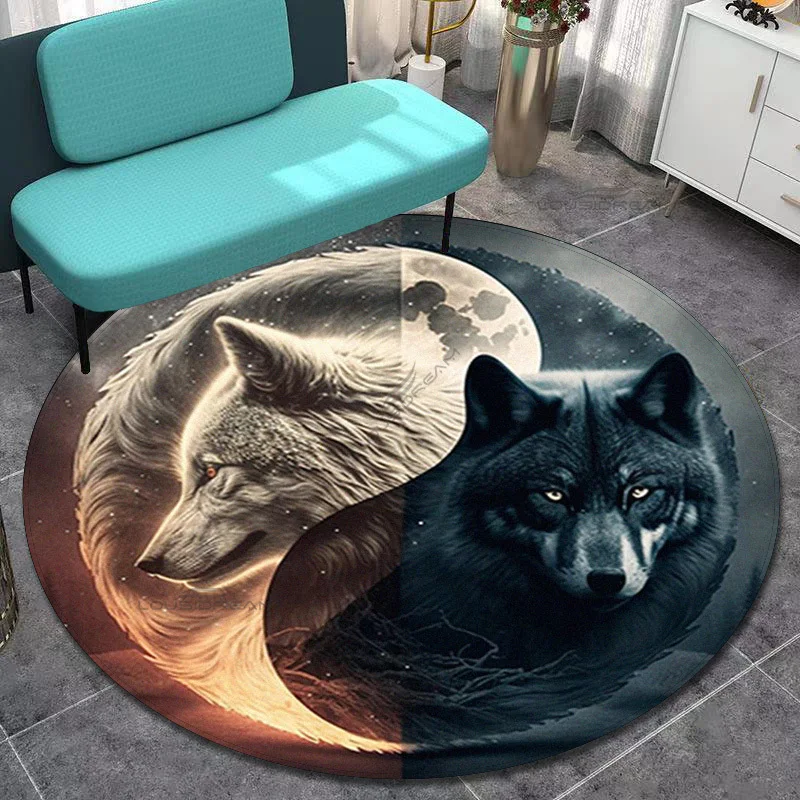 Круглый ковер с изображением дракона тигра леопарда животных Сплетницы