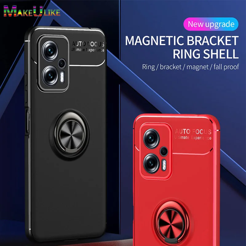 

Case for POCO X4 GT Case Silicone Ring Holder Soft Shockproof Phone Cover for Xiaomi POCO X3 F3 GT NFC X4 M3 M4 Pro 4G 5G Case