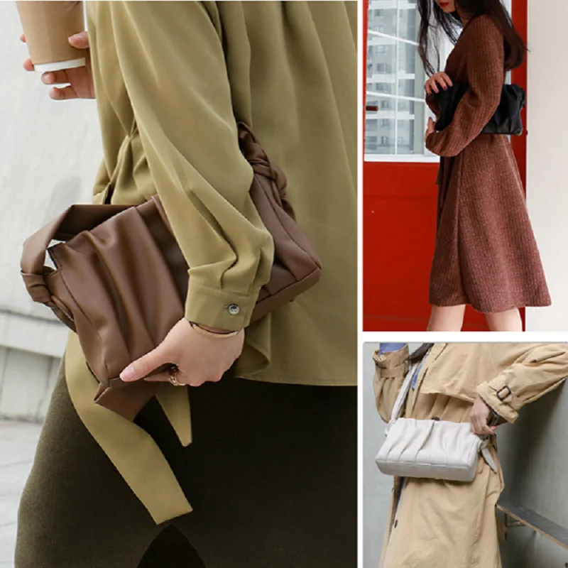 2022 New Luxury Genuine Leather Soft Cloud Bag Women's Small Square Bag Lady's Brand Fashion Designer Female Shoulder Bag Casual