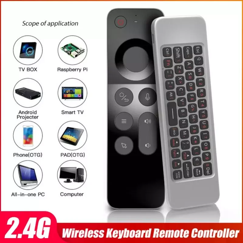 

NEW2023 W3 Wireless Air Mouse Ultra-thin 2.4G IR Learning Smart Voice Remote Control With Gyroscope & Full Keyboard For Andr