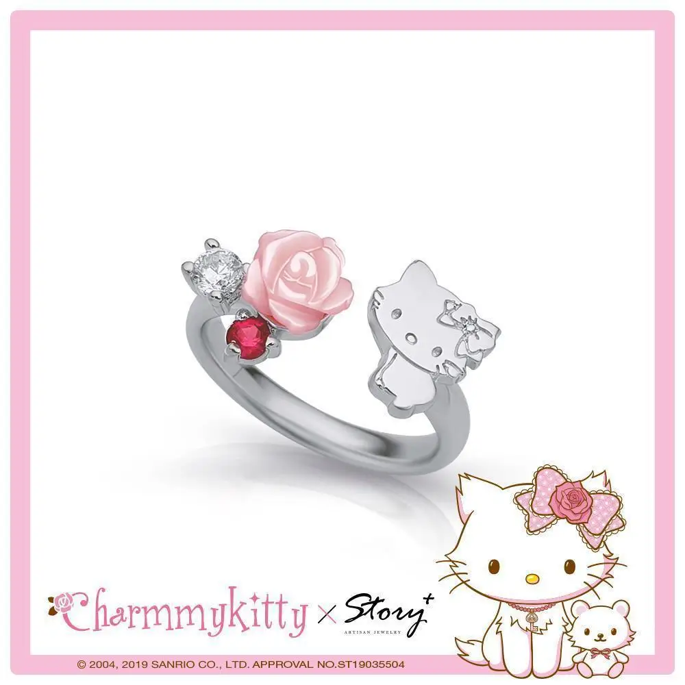 

Кольцо женское из серебра с гальваническим покрытием, с принтом «Hello Kitty»