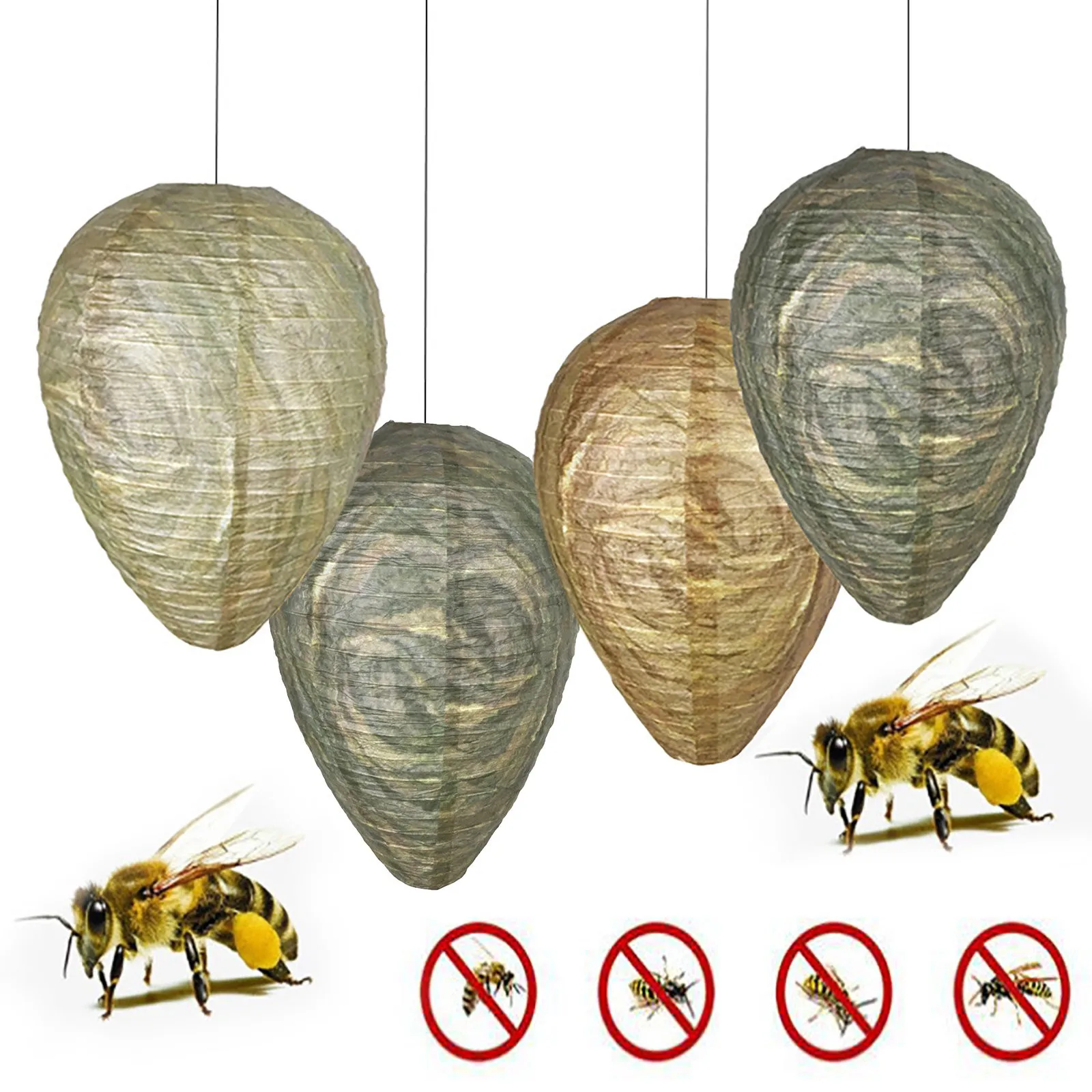 

Flying Hanging Wasp Bee Trap Fly Insect Simulated Wasp Nest Effective Pest Control Natural Non-Toxic for Wasps Hornets