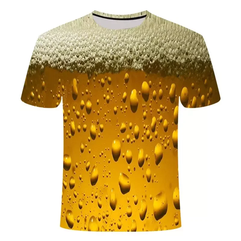 

NEW IN 3D printing T-shirt men's fun beer burger O-neck short-sleeved T-shirt summer men's and women's fashion child