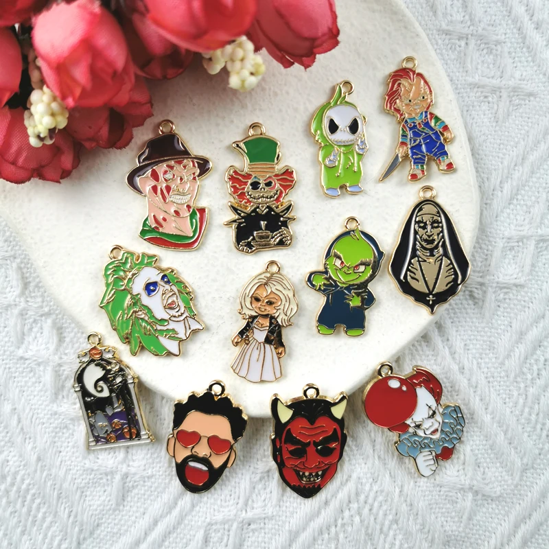 10 шт. металлические эмалированные подвески в виде черепа