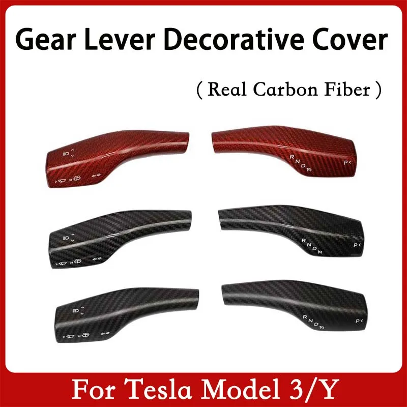 

Car True Carbon Fiber Wiper Lever Decorative Sticker for Tesla Model 3 Y Steering Wheel Gear Lever Cover Car Interior Decoration