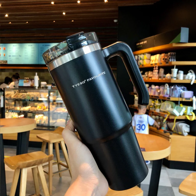 

890ml 600ml Coffee Thermos Cup with Straw and Handle Stainless Steel Cold Hot Water Bottle Beer Mug Insulated cafe termica