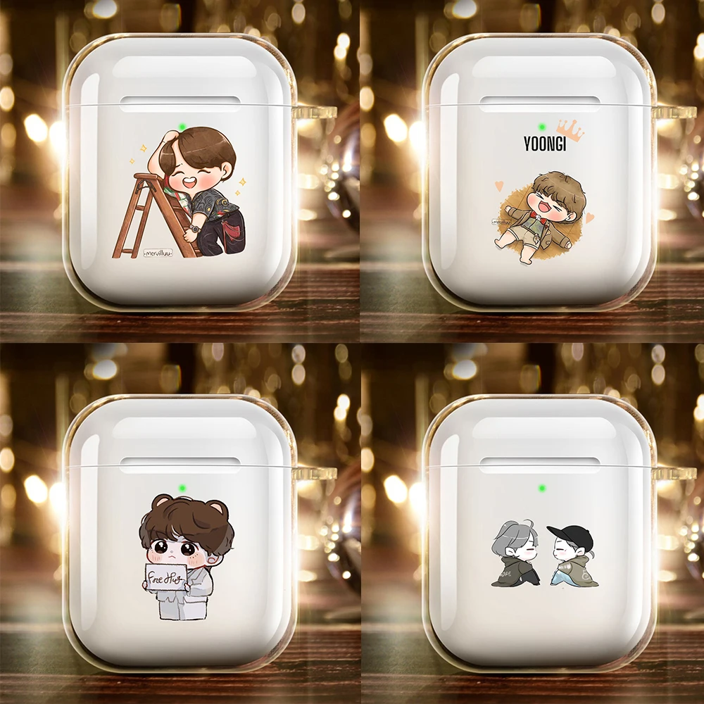 

Silicone cover for Airpods 1/2 Earphone Agust D Suga King Cute Kpop Cartoon soft Fundas Airpods Case Air Pods Charging Box Bags