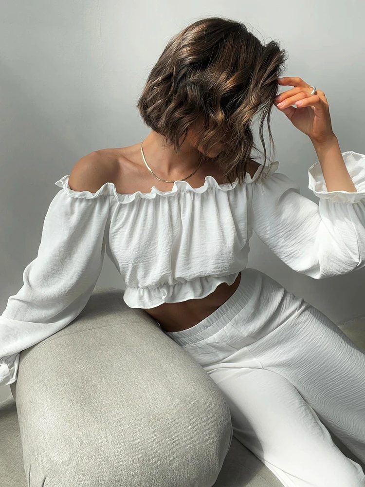 

Пижама Hiloc Женская плиссированная с высокой талией и рукавами-фонариками