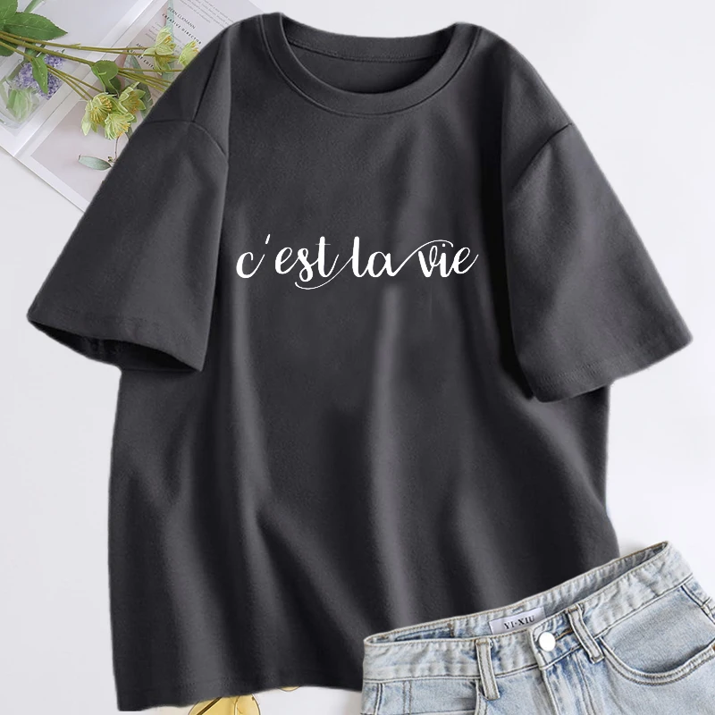 

C'est La Vie T Shirt Women Cotton Short Sleeve France Vacation T-Shirt Paris T-shirt Unisex Oversize Women's Clothes Streetwear