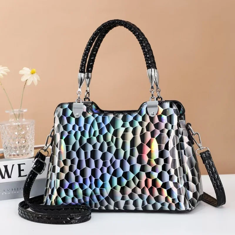 

Новинка 2022, женские сумки, европейские и американские модные цветные сумки с леопардовым принтом, Прошитые дамские сумочки, подходящая ко в...