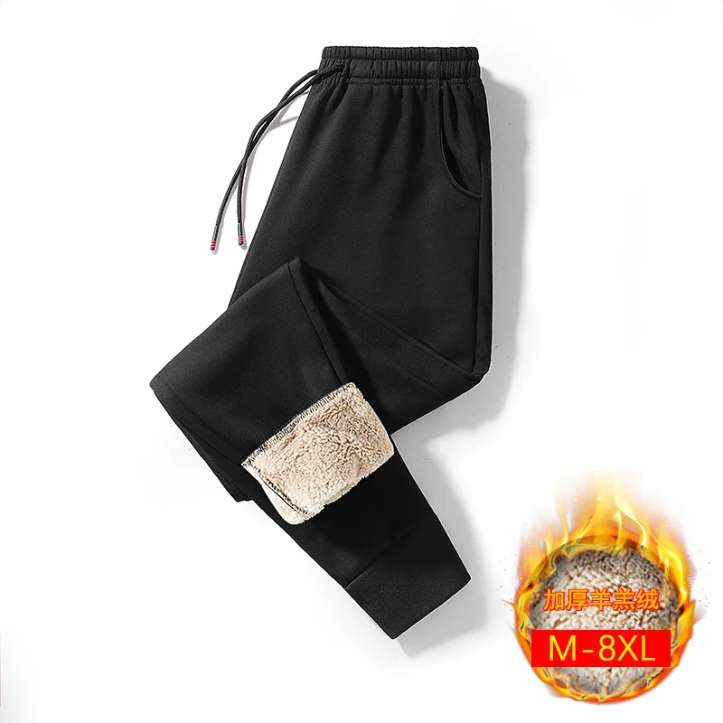 

M-8XL Men's Winter Pants Sports Warm Sweatpants Male For Jogging Plus Big Size Fleece Clothing Trousers Joggers Z171