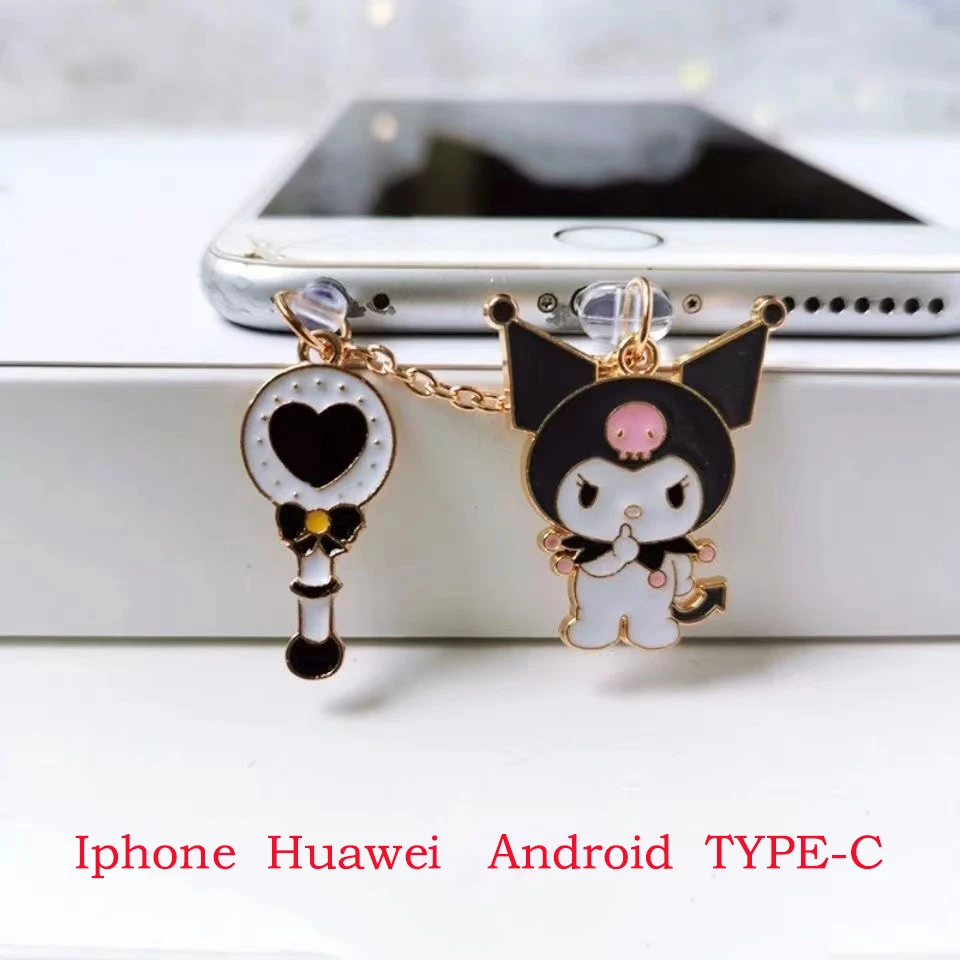 Sanrio Mymelody Kuromi Cinnamoroll Iphone Huawei Android Typec Mobile Phone Charging Port Headset Dust Plug