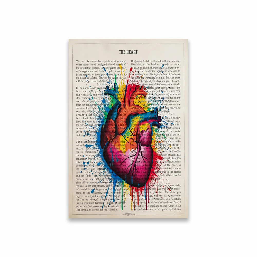 

Медицинский постер на холсте с изображением сердца, цветов и анатомии