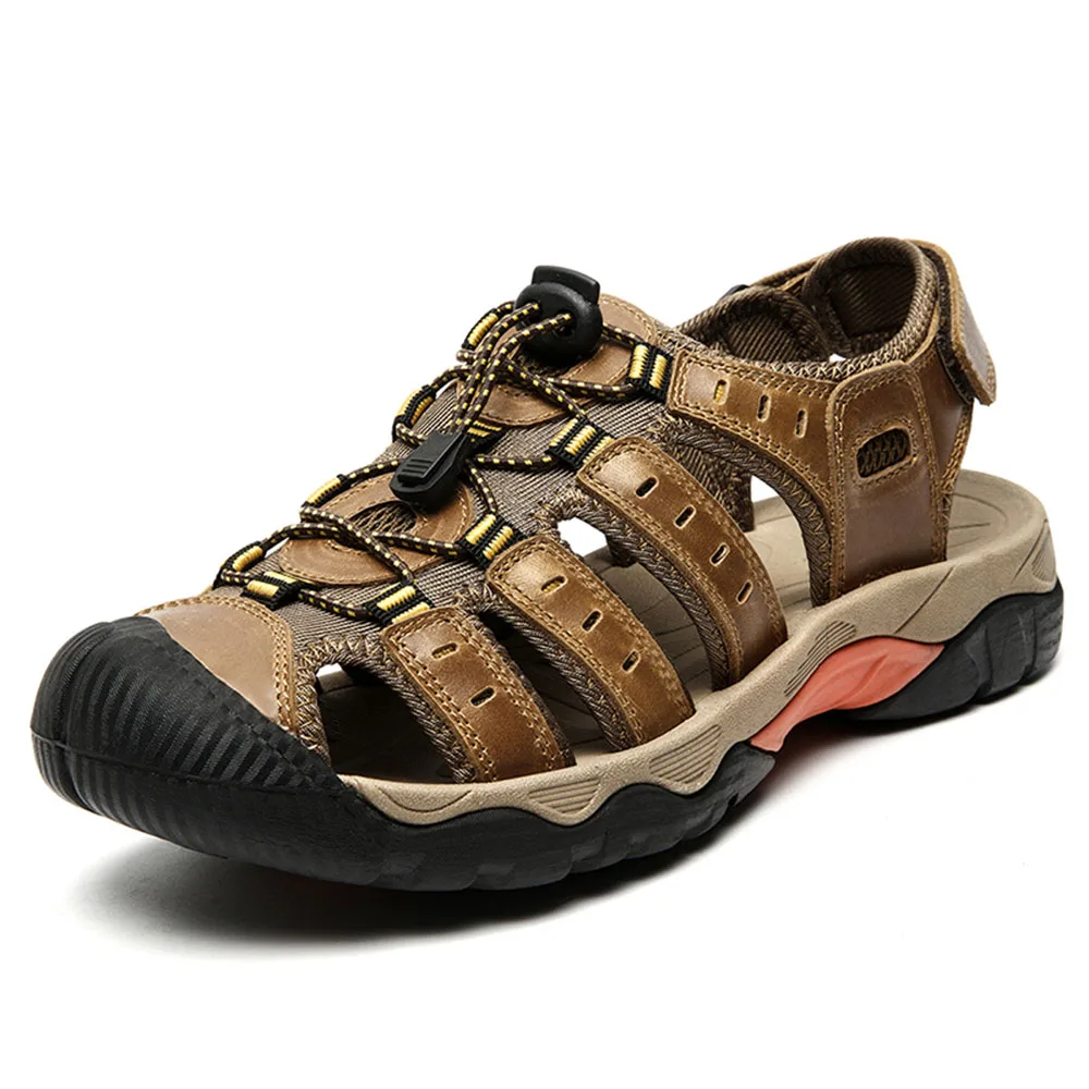 

Men Sandals Handmade Genuine Leather Shoes Male New Outdoor Rome Sandalias No Slip Men Summer Shoes Breathable Lightweight