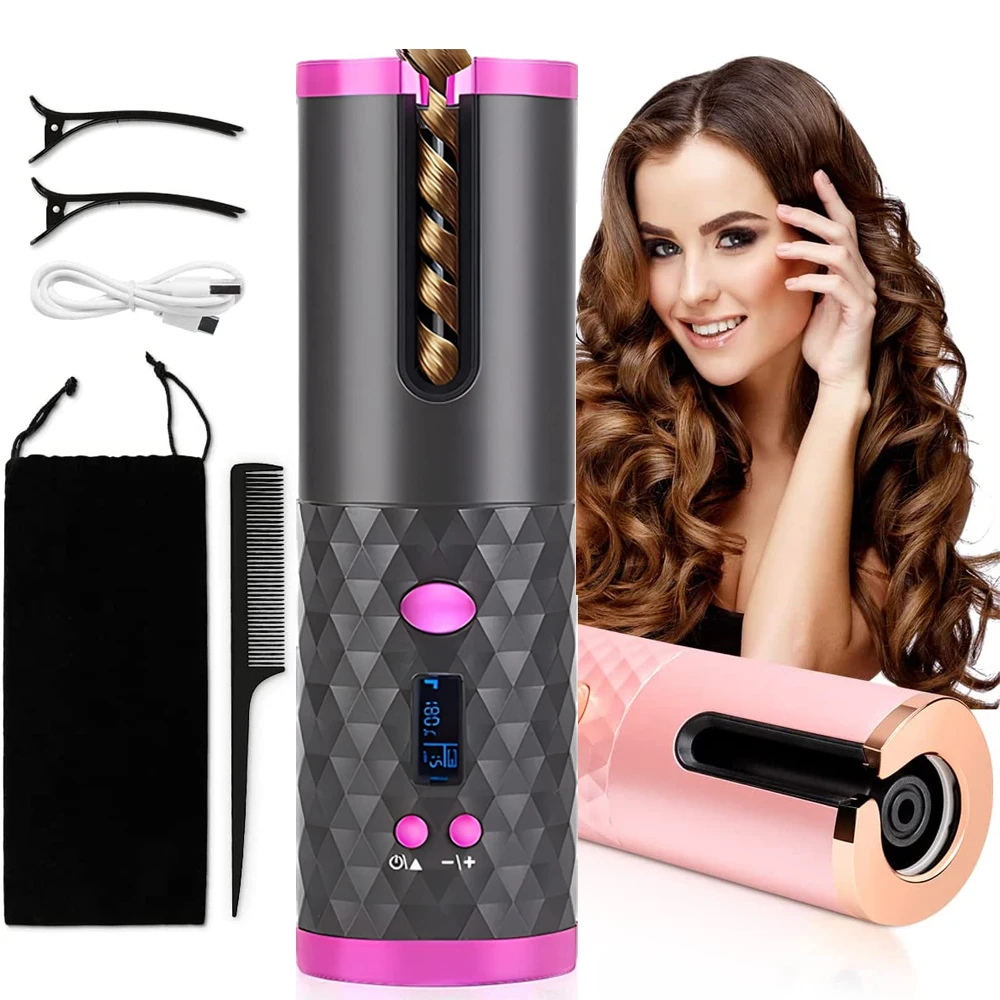 

Automatic Hair Curler USB Charge Hair Curls for Women Portable Hair Curling Iron Hair Styling Tools Ceramic Rotating Curling