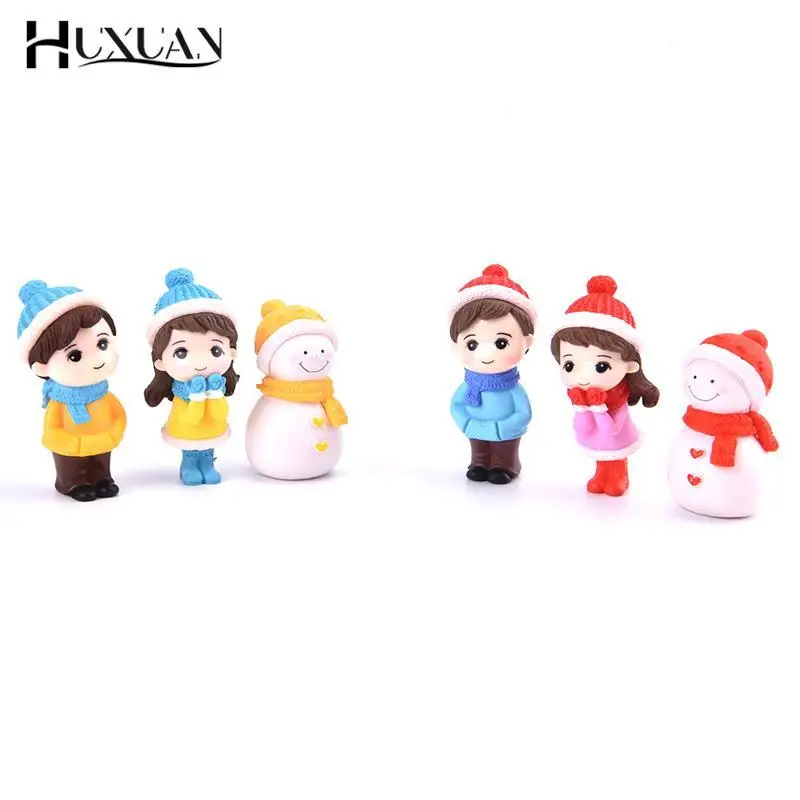 

3Pc Mini Christmas Couple Figure Doll DIY Garden Bonsai Decor Ornament Miniatur Miniature Figurine People Toy