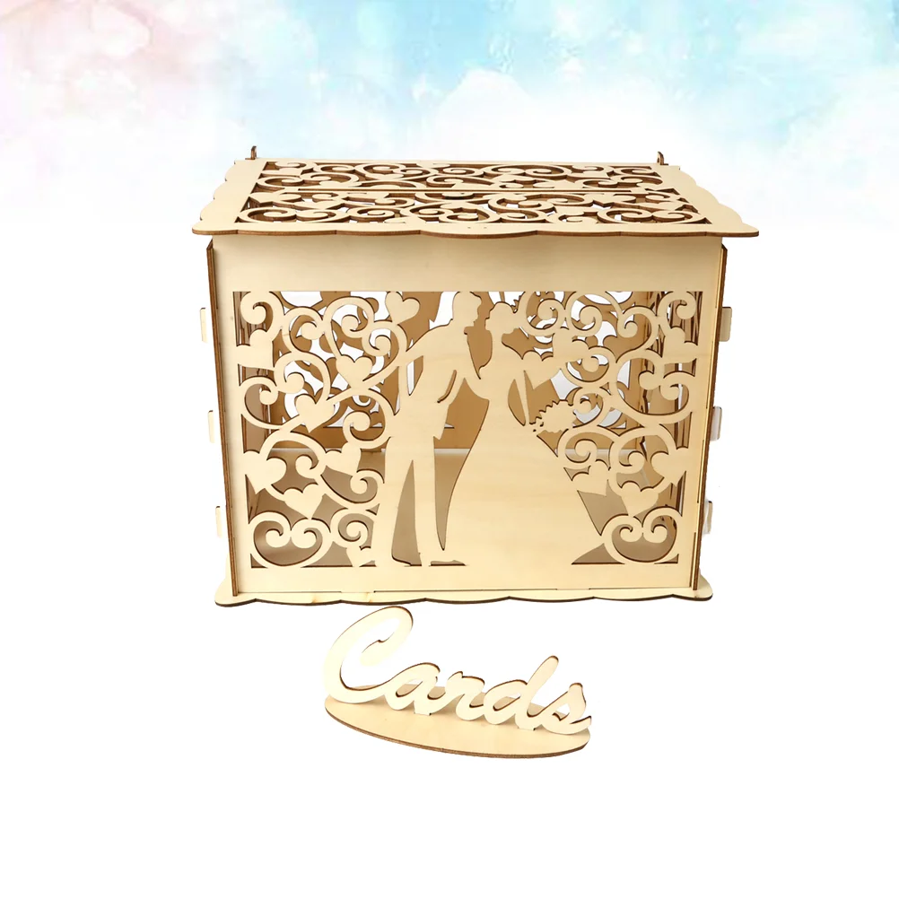 

1pc Storage Box DIY Wooden Beautiful Wedding Supplies Case for Wedding