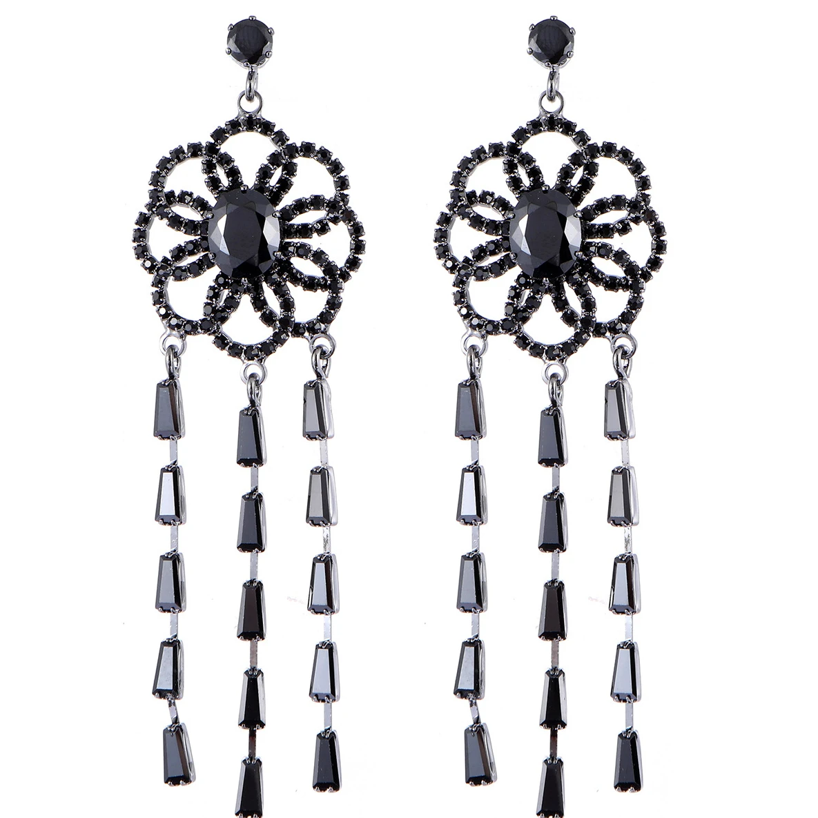 

Temperament Rhinestone Long Chains Tassel Earrings