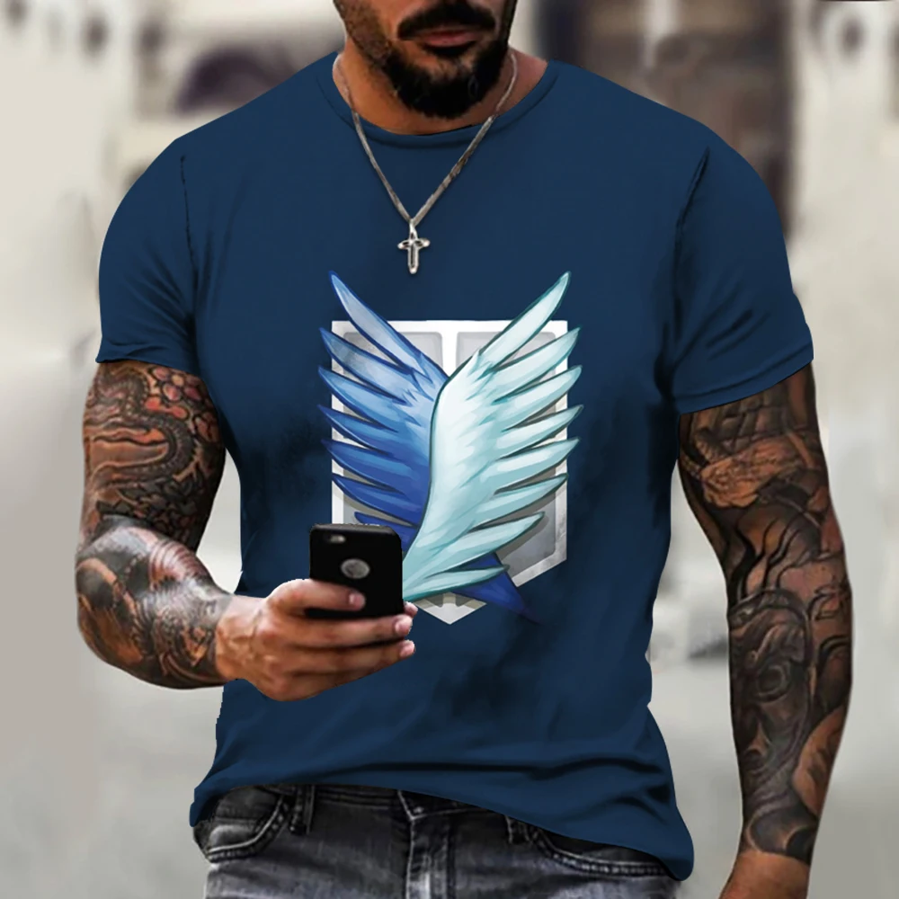 

Fashion Streetwear 3D Print Manga T-shirts Attack On Titan Men T-shirt 3D Tops Summer Casual T-shirt O-Neck Shirt Large Size