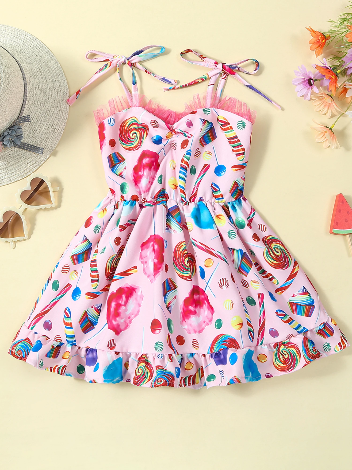 

Toddler Girl Floral Print Dress Sleeveless A-Line Party Dress with Bowknot Belt Little Girl Summer Sundress 1-6Y