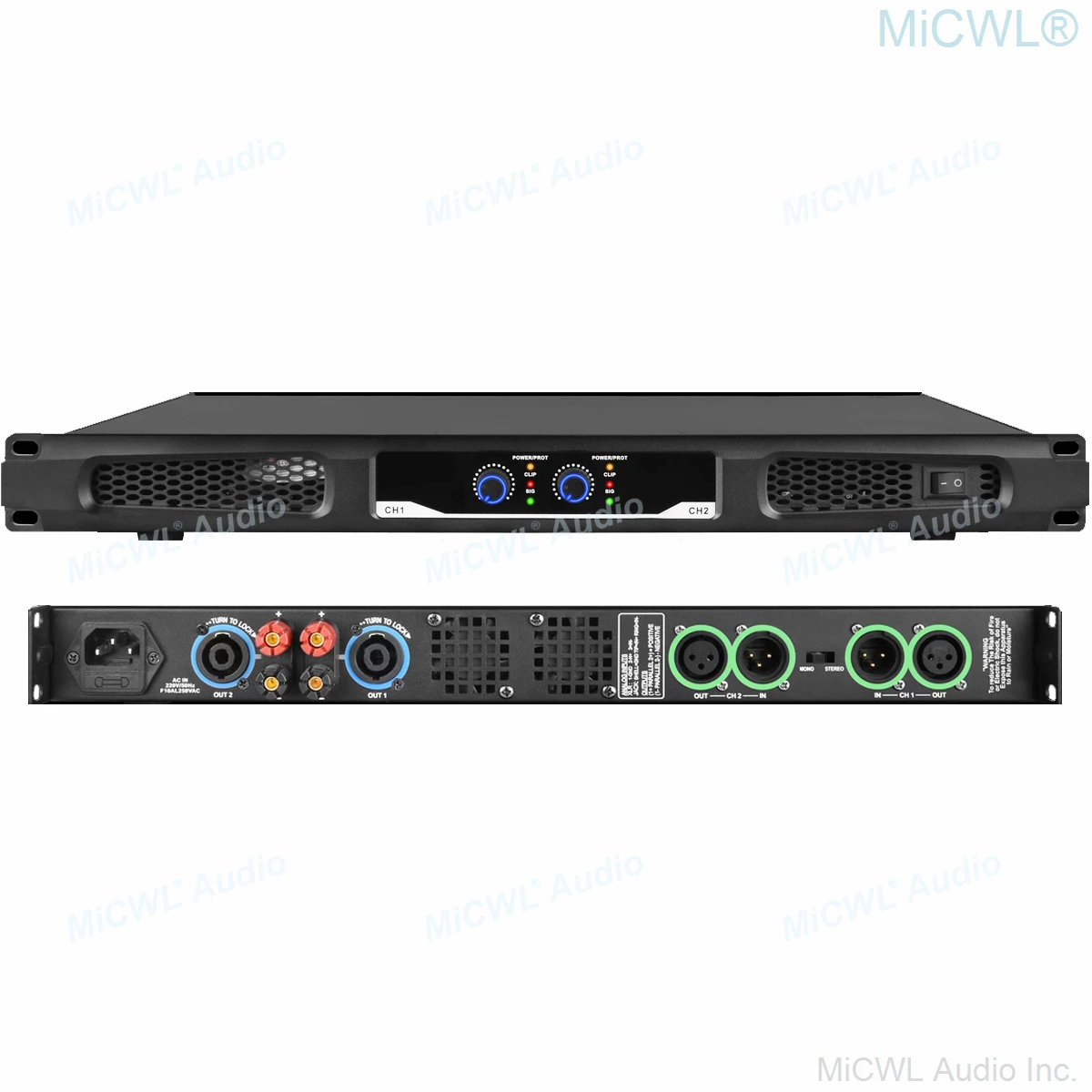 Фото Усилитель мощности MiCWL Audio Pro CA Series, 5200 Вт, 4-канальный, 2600 Вт, стандарт AMP, 19-дюймовый 1U, стойка CA650 №4