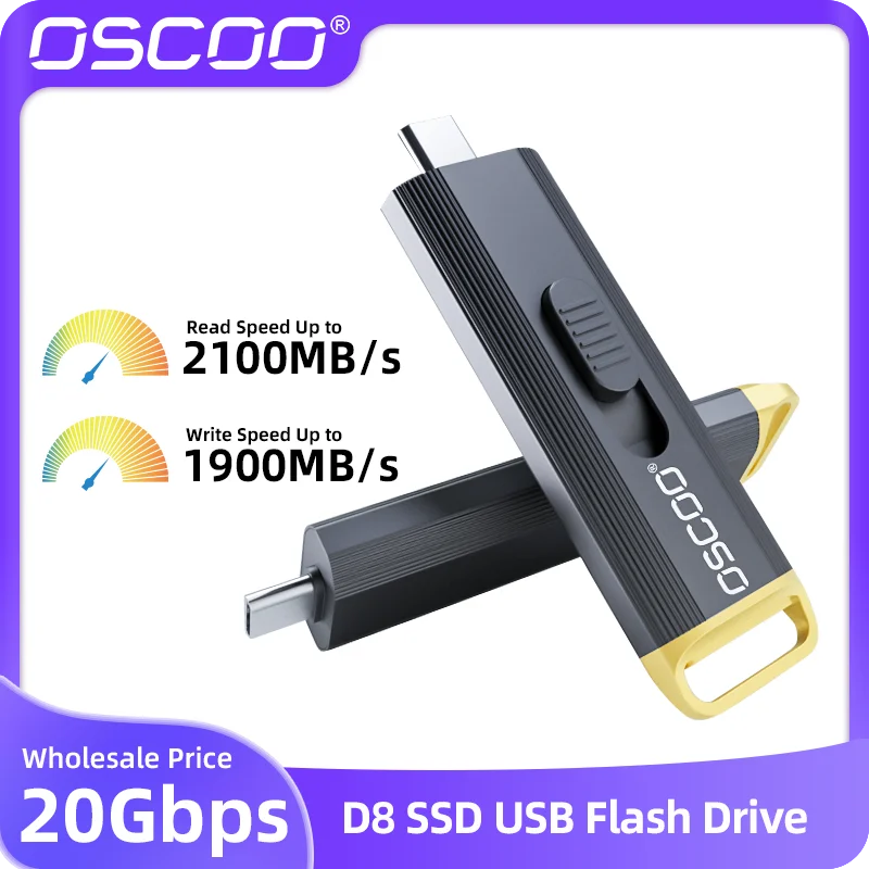 Фото OSCOO PSSD 1 ТБ SSD USB-накопитель 20 Гбит/с 3D TLC Nand Flash Type C 3.2 Gen2*2 Диск памяти Беспроводной портативный SSD USB-накопитель №1