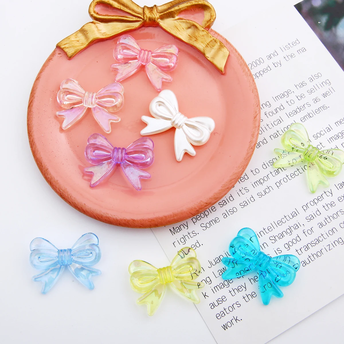 Acrylic Cartoon Bow Beads Charm For Jewelry Necklace Bracelet Earring Hair Ornaments Making Handmade Diy Accessorie