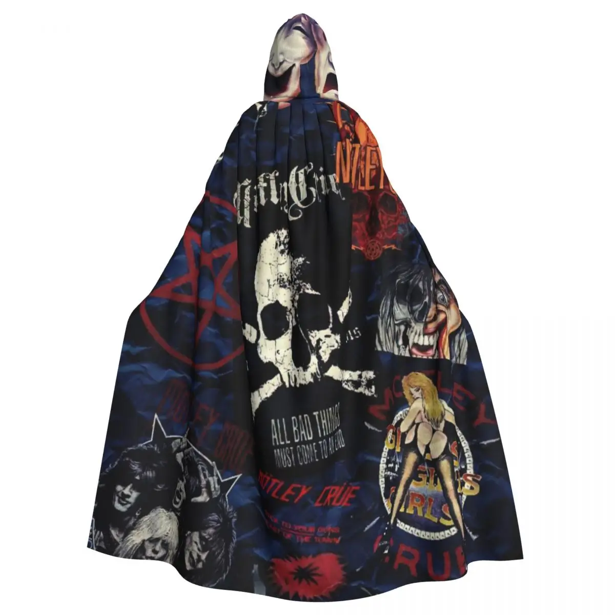 

80s Gothic Rock Band Guitar Music Hooded Cloak Halloween Party Cosplay Woman Men Adult Long Witchcraft Robe Hood
